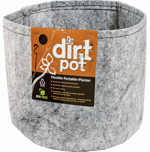 Dirt Pot Flexible Portable Planter, Grey, 10 Gallon, no handles